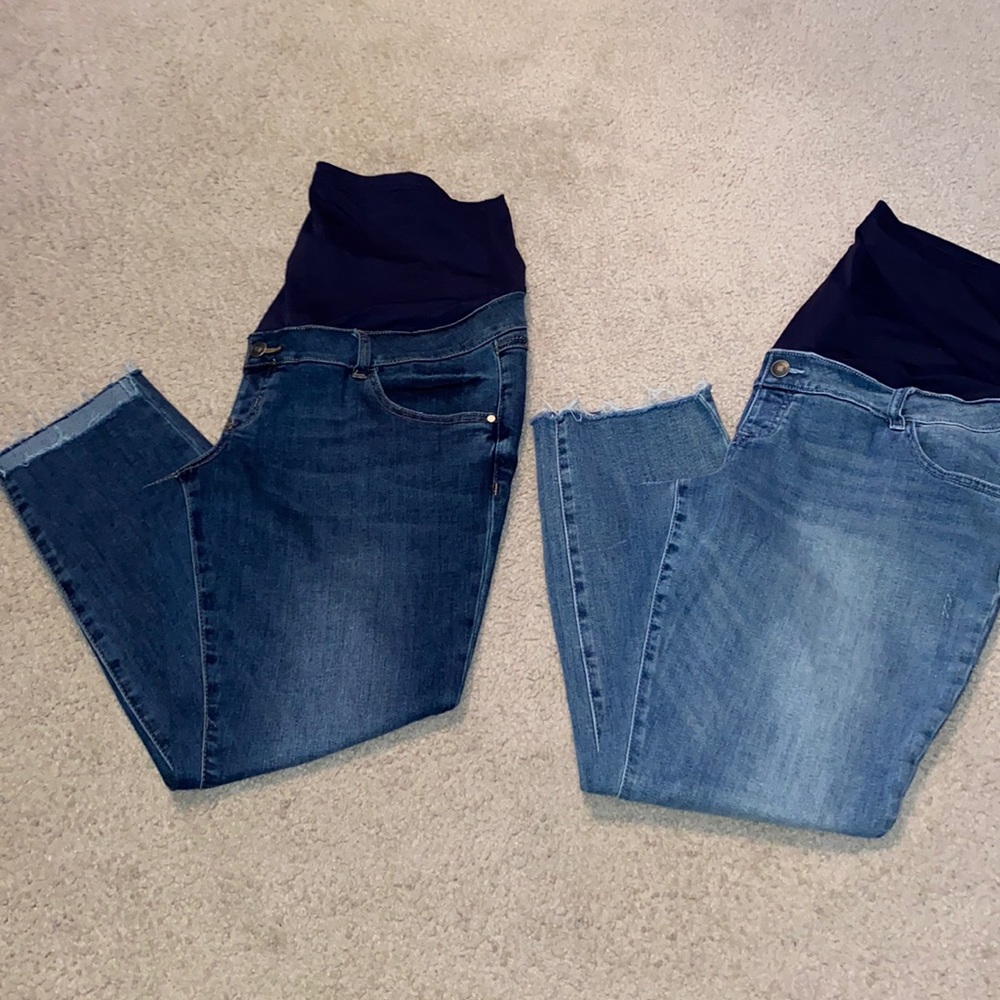 🤰2 Pair Thyme Full Belly Maternity Ankle Cut Jean